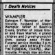 Obituary - Wampler, Ephraim F.